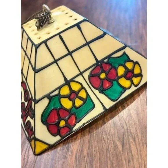Vintage Coca-Cola Faux Stained Glass Hanging Pendant Light Shade Plastic Soda